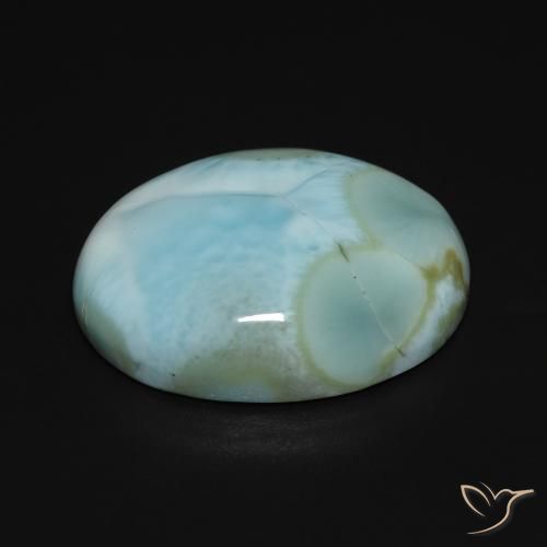 Larimar Bleu verdâtre léger naturelle ovale, 15.77 ct, Opaque