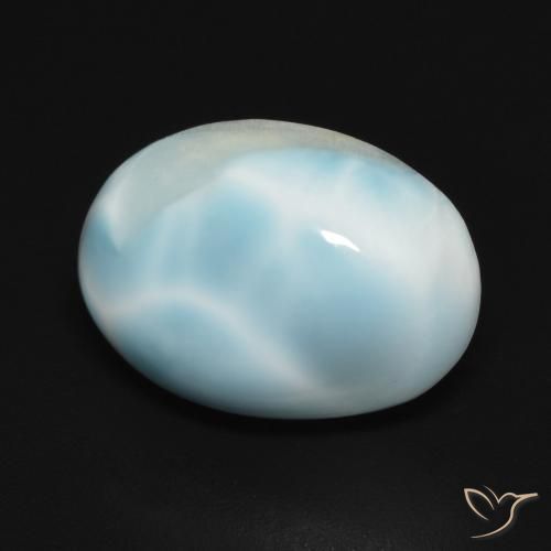 Larimar Bleu verdâtre léger naturelle ovale, 6.61 ct, Opaque