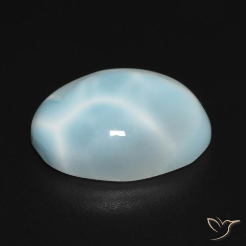 Larimar Bleu verdâtre léger naturelle ovale, 6.61 ct, Opaque
