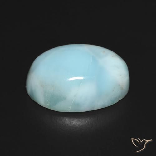Larimar Bleu vert naturelle ovale, 7.63 ct, Opaque