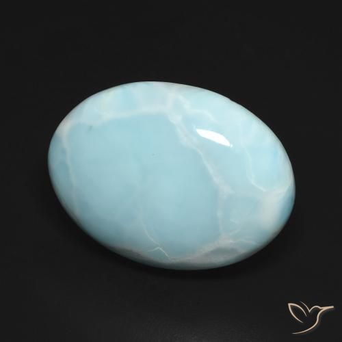 Larimar Bleu verdâtre léger naturelle ovale, 14.16 ct, Opaque
