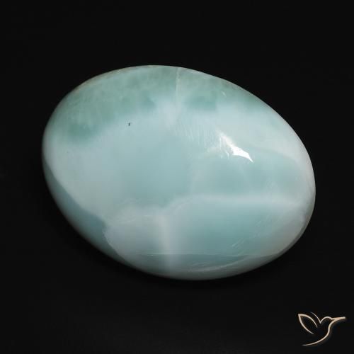 Larimar Bleu verdâtre léger naturelle ovale, 13.77 ct, Opaque