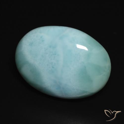 Larimar Bleu verdâtre léger naturelle ovale, 13.46 ct, Opaque