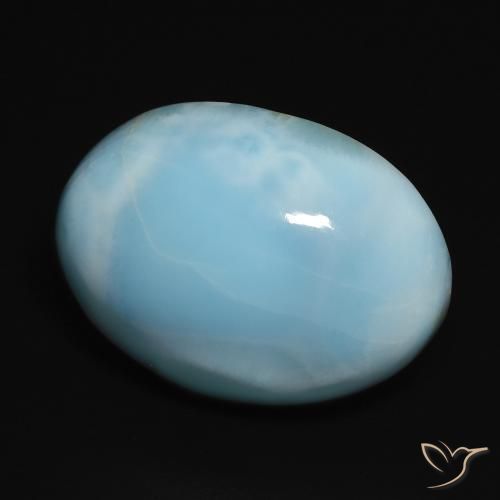 Larimar Vert bleu clair naturelle ovale, 17.89 ct, Opaque