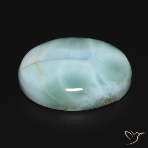 Larimar Bleu vert naturelle ovale, 15.85 ct, Opaque