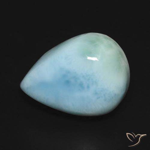 Larimar Bleu verdâtre léger naturelle En forme de poire, 9.38 ct, Opaque