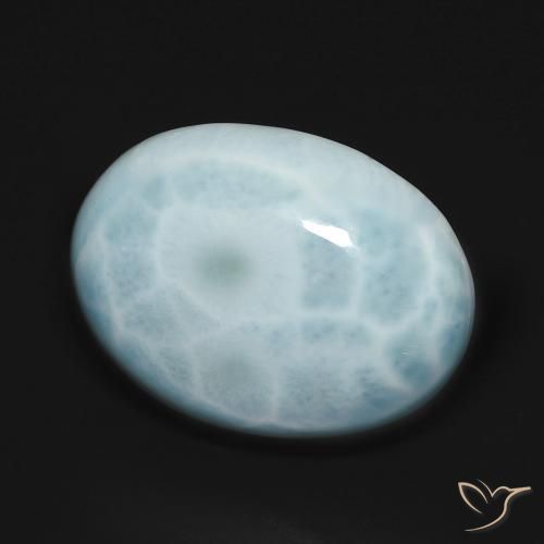 Larimar Bleu verdâtre léger naturelle ovale, 16.42 ct, Opaque