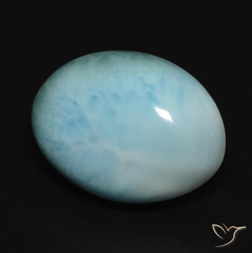 Larimar Bleu verdâtre léger naturelle ovale, 12.29 ct, Opaque