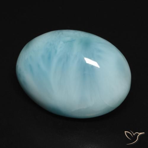 Larimar Bleu verdâtre léger naturelle ovale, 10.72 ct, Opaque