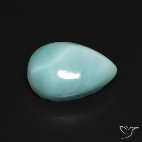 Larimar turquoise naturelle en forme de poire, 2,75 ct, opaque