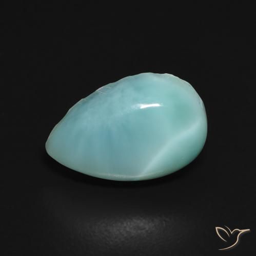 Larimar turquoise naturelle en forme de poire, 2,75 ct, opaque
