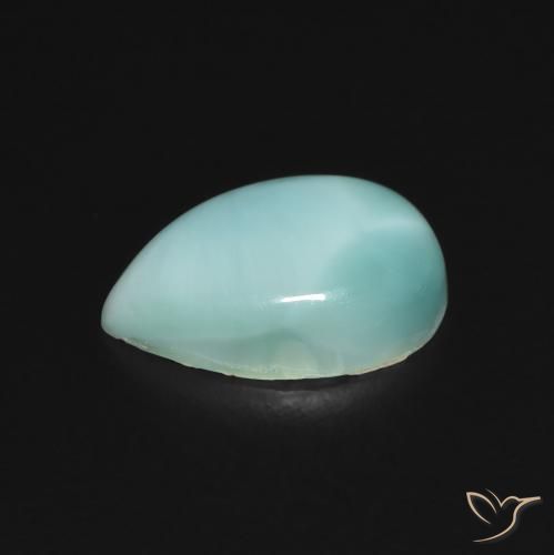Larimar turquoise naturelle en forme de poire, 2,75 ct, opaque