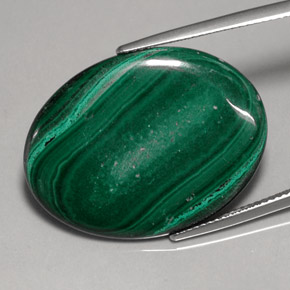 Malachite vert naturelle coupe ovale, 25,86 ct, opaque