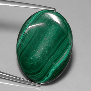Malachite vert naturelle coupe ovale, 25,86 ct, opaque