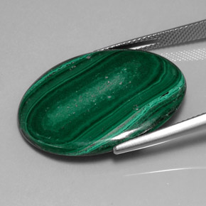 Malachite vert naturelle coupe ovale, 25,86 ct, opaque
