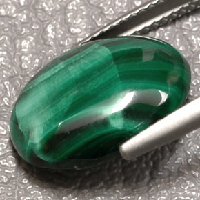 Malachite vert naturelle coupe ovale, 7,84 ct, opaque