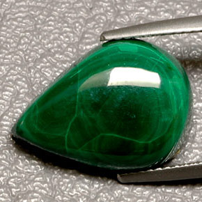 Malachite vert naturelle en forme de poire, 11,44 ct, opaque
