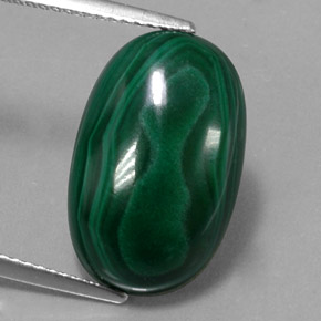 Malachite vert naturelle coupe ovale, 13,10 ct, opaque