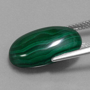 Malachite vert naturelle coupe ovale, 13,10 ct, opaque