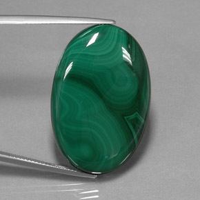 Malachite vert naturelle coupe ovale, 55,31 ct, opaque