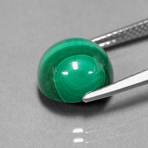 Malachite vert naturelle coupe roude, 7,38 ct, opaque