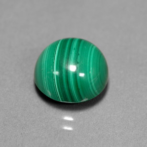 Malachite vert naturelle coupe roude, 6,23 ct, opaque
