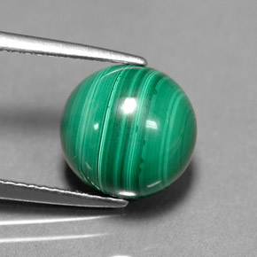 Malachite vert naturelle coupe roude, 6,23 ct, opaque