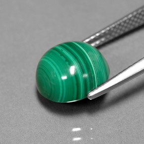 Malachite vert naturelle coupe roude, 6,23 ct, opaque