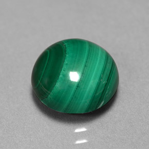 Malachite vert naturelle coupe roude, 5,23 ct, opaque