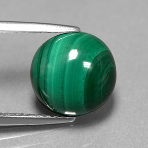 Malachite vert naturelle coupe roude, 5,23 ct, opaque