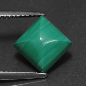 Malachite vert naturelle carré, 3,31 ct, opaque