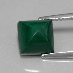 Malachite vert naturelle carré, 3,95 ct, opaque