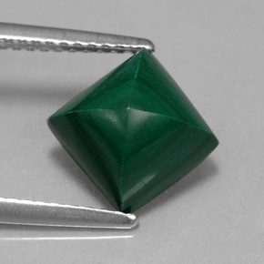 Malachite vert naturelle carré, 3,95 ct, opaque