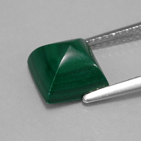 Malachite vert naturelle carré, 3,95 ct, opaque