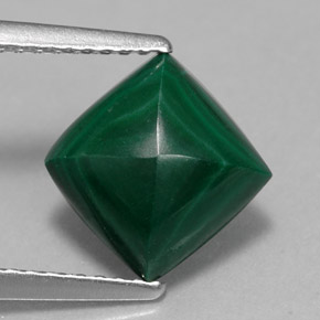 Malachite vert naturelle carré, 2,91 ct, opaque