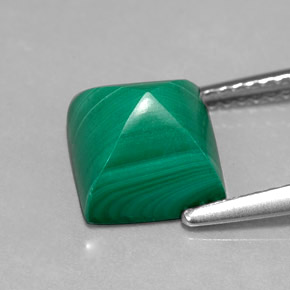 Malachite vert naturelle carré, 4,50 ct, opaque