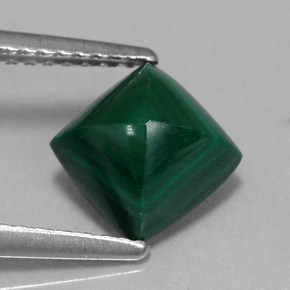 Malachite vert naturelle carré, 2,50 ct, opaque