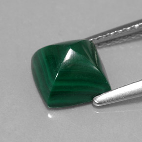 Malachite vert naturelle carré, 2,50 ct, opaque