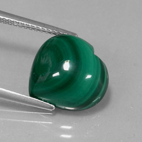 Malachite Vert multicolore naturelle Forme de coeur, 9.29 ct, Opaque