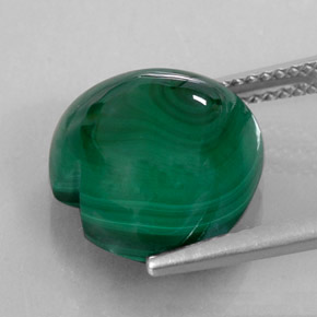 Malachite vert naturelle forme de coeur, 12,75 ct, opaque