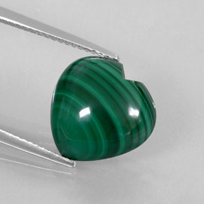 Malachite vert naturelle forme de coeur, 8,74 ct, opaque