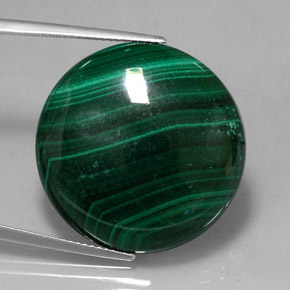 Malachite vert naturelle coupe roude, 38,87 ct, opaque