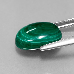Malachite vert naturelle coupe ovale, 3,12 ct, opaque