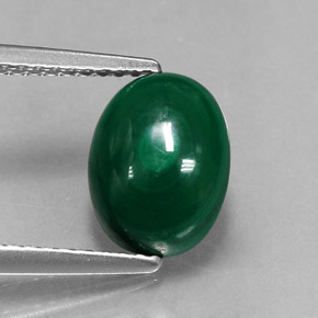 Malachite vert naturelle coupe ovale, 3,21 ct, opaque