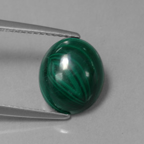 Malachite vert naturelle coupe ovale, 3,87 ct, opaque