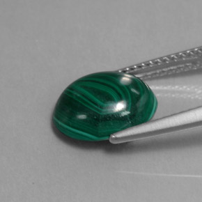Malachite vert naturelle coupe ovale, 3,87 ct, opaque