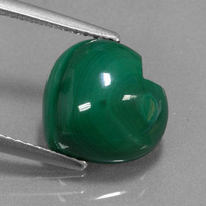Malachite vert naturelle forme de coeur, 5,63 ct, opaque