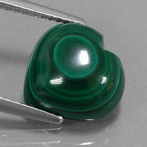 Malachite Vert multicolore naturelle Forme de coeur, 5.63 ct, Opaque