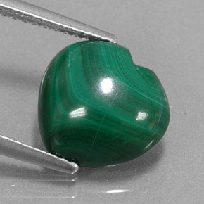 Malachite vert naturelle forme de coeur, 4,69 ct, opaque