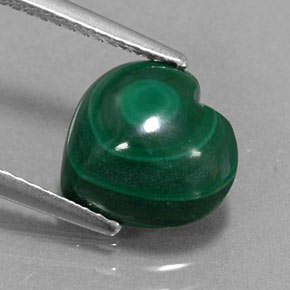 Malachite vert multicolore naturelle forme de coeur, 4,49 ct, opaque